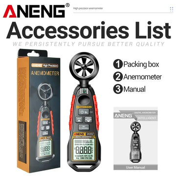 Digital Anemometer 0.4~30m/s ANENG GN302 Handheld Wind Speed Meter Humidity Air Velocity Airflow -20°C ~ 60°C Temperature Test Apsilon