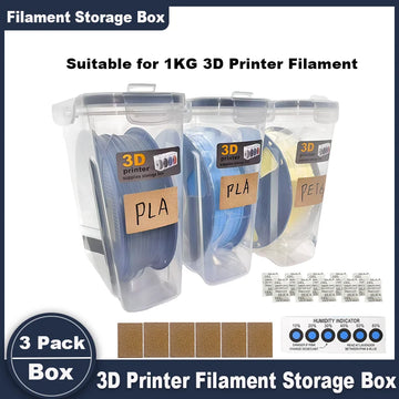 3 Pack Filament Container for 3D Printing Sealing and Protection Airtight Filament Dry Box for 1KG Spools with Desiccant Labels Apsilon
