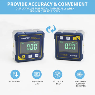 SHAHE Rechargeable Digital Inclinomer, Mini Protractor Angle Finder With Dual Laser,4-side Strong Magnetic Angle Gauge Apsilon