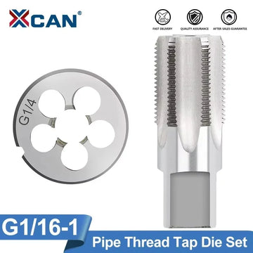 XCAN Tap Die Set Alloy Steel Pipe Tap and Die Right Hand Screw Thread Cutting Tools G1/16 1/8 1/4 3/8 1/2 5/8 3/4 7/8 1 2 Apsilon