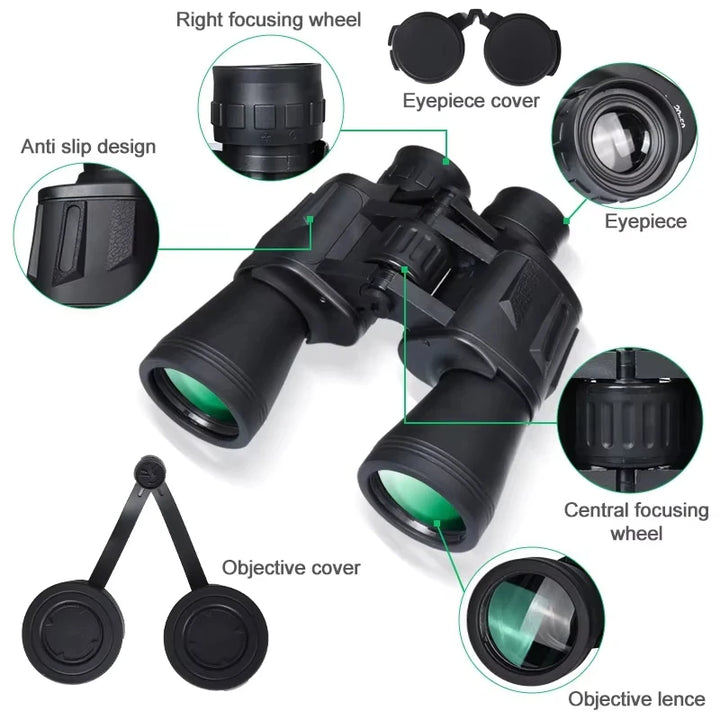 20X50 Binoculars for Adults High Powered Professional FMC Lens Central Focus Bird Watching Optics Apsilon