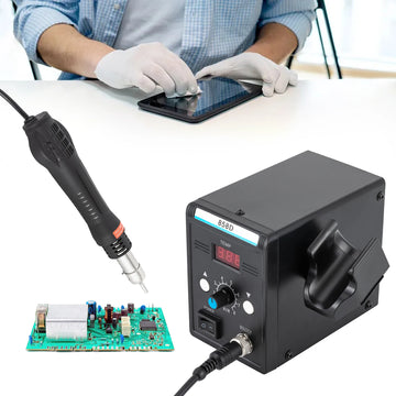 858D Hot Air Rework Station for Electronics Repairing Desoldering Welding, 220V SMD Soldering Station with Hot Air Gun+3 Nozzles Apsilon