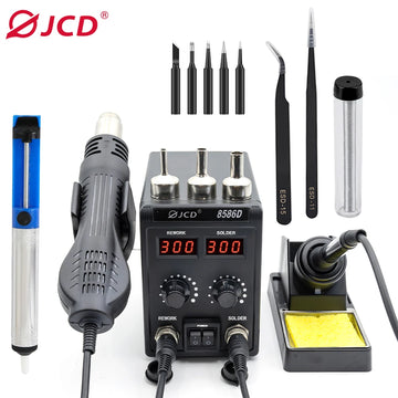 JCD 8586D Soldering Station 2 IN 1 750W Hot Air Gun LCD Dual Digital Display Electric Soldering Iron SMD Welding Rework Station Apsilon