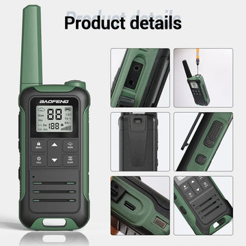 2pcs Baofeng F22/T22 Mini Walkie Talkie PMR Long Range Rechargable Portable Two Way Radio Type-C Charger for Camping Trip Apsilon