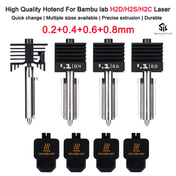New High Quality H2D H2S H2C Hotend Kit with 0.2/0.4/0.6/0.8mm Hardened Steel Nozzle Replace Hotend Kit For Bambu H2D A1 A1mini Apsilon