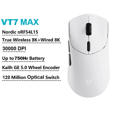 Rapoo VT7 MAX /VT7 Wireless Gaming Mouse True 8K Wireless Polling Rate 53g Lightweight Up to 750Hr Battery Life Apsilon