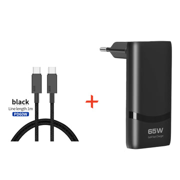 65W GaN 2-port Flat USB-C Wall Charger With USB C Fast Charging Ultra-thin Foldable Plug Suitable For iPhone Xiaomi Samsung Apsilon