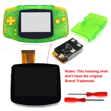 HISPEEDIDO Rechargeable for GBA V5 IPS HD 720x480 Drop-in Screen Kits No Welding Required Desaturation FRM OSD W/Shell Apsilon