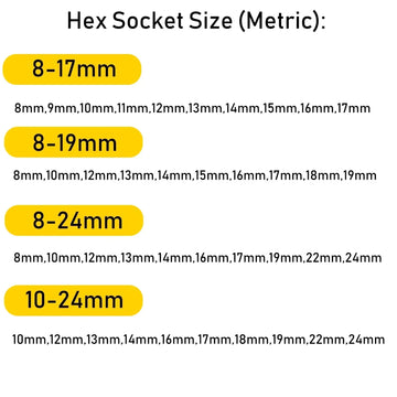 1/2Inch Drive 6-Point Impact Socket Set 10-Piece Metric Sizes 8-24m/10-24mm Carbon Steel Impact Socket Set with Hard Storage Box Apsilon