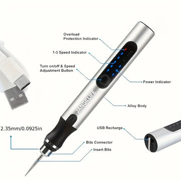 JANGKLIFE USB Cordless Rotary Tool Kit Woodworking Engraving Pen DIY For Jewelry Metal Glass Mini Wireless Drill Apsilon