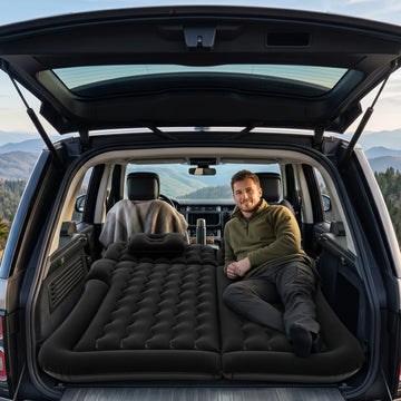 Inflatable Car Mattress Bed Truck SUV Backseat Camping Air Mattress with Air Pump & Pillow, Blow Up Car Sleeping Mattress Apsilon