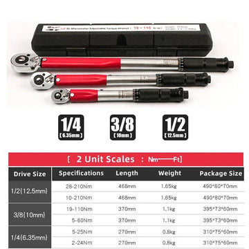 10-210N.m Torque Wrench 1/2"  Precise Reversible Ratchet Torques Key Professional Bicycle Motorcycle Car Automotive Tool Apsilon