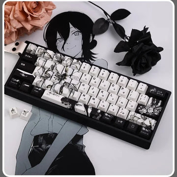 REZE Anime Theme Keycaps Set Customized PBT Sublimation Cherry Profile Keyboard Keycaps for Mechanical Keyboard Accessories Girl Apsilon