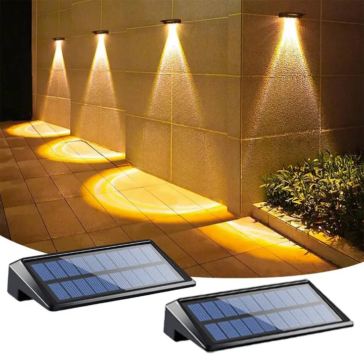 2 Pack Solar Wall Lights 4 LED Solar Fence Lights Outdoor Waterproof Solar Deck Lights Wall Lights for Fence Post Yard Pathway Apsilon