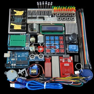 Starter Kit for Arduino Uno R3 - Uno R3 Breadboard and holder Step Motor / Servo /1602 LCD / jumper Wire/ UNO R3 Apsilon