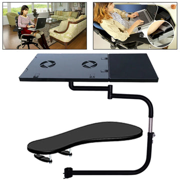 Chair Keyboard Tray, Laptop Keyboard Mouse Chair Stand w/USB Fan, Adjustable Mouse Mount Installed to Chair with -85°~ +20°Tilt Apsilon
