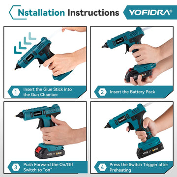 YOFIDRA 260° Hot Glue Gun 100W High Temperature Electric Mini Glue Guns Thermo Repair Power Tool For Makita 18-21V Battery Pin Apsilon