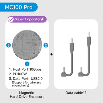 Hagibis Magnetic M.2 2230 NVMe SSD Enclosure SSD Case USB C 3.2 Gen2 to NVMe PCI-E for iPhone 16 Pro Max ProRes Magsafe MacBook Apsilon