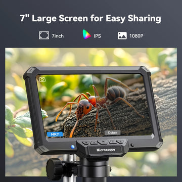 7inch Digital Microscope 1200X Magnification for Coin PCB Circuit Repair 16MP HD Soldering Microscope with Lights, PC View Apsilon
