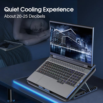 Coolcold 15.6-17.3inch Laptop Cooling Pad with 6 Quiet Fans,7 Height Wind Speed Adjustable,Laptop Cooer with Mobile Phone Holder Apsilon