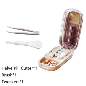 Pill Cutter With Invisible Storage Box Portable 2 In 1 Mini Drug Tablet Medicine Small Small Medicine Box Health Care Pills Case Apsilon