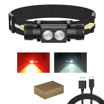 Newest LED Mini Headlamp High Power White Red Headlight 18650 Rechargeable USB Type-C Torch Camping Hunting Flashlight Lamp Apsilon