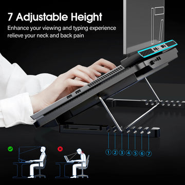 Coolcold 15.6-17.3inch Laptop Cooling Pad with 6 Quiet Fans,7 Height Wind Speed Adjustable,Laptop Cooer with Mobile Phone Holder Apsilon