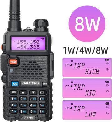 1/2PCS BaoFeng UV-5R 8W Tri-Power Walkie Talkie High Power Dual Band Long Range 128 CH Portable Handheld UV 5R Ham Two Way Radio Apsilon