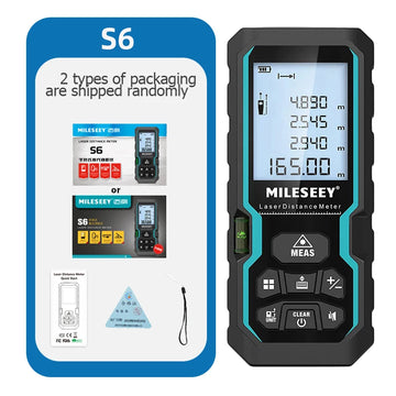 MILESEEY S6 Laser Tape Measure 40M 60M 80M 100M Laser Rangefinder IP54 Electronic Ruler Useful Measurement Tool Apsilon