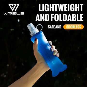 WRELS Folding Collapsible Water Bottle Running Water Bottle Soft Flask TPU BPA-Free Camping Hiking Travel Folding Water Bottle Apsilon