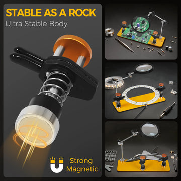 Toolour Magnetic Adjustable PCB Holder Helping Hands Soldering Tool with 7X HD Magnifying Glass Electronic Repair Solder Tools Apsilon