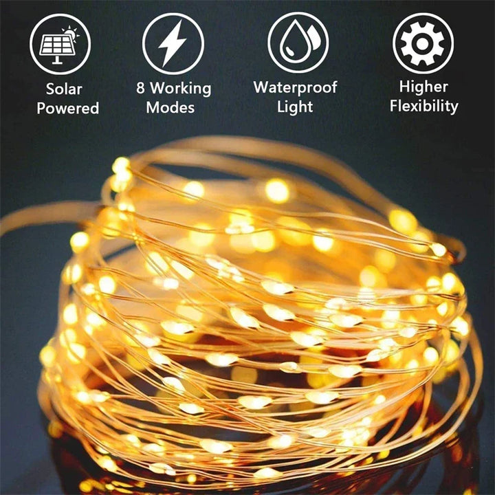 7M/12M/22M/32M LED Solar String Fairy Lights Outdoor Path Garlands Lamp Patio Waterproof Christmas Wedding Garden Street Lights Apsilon