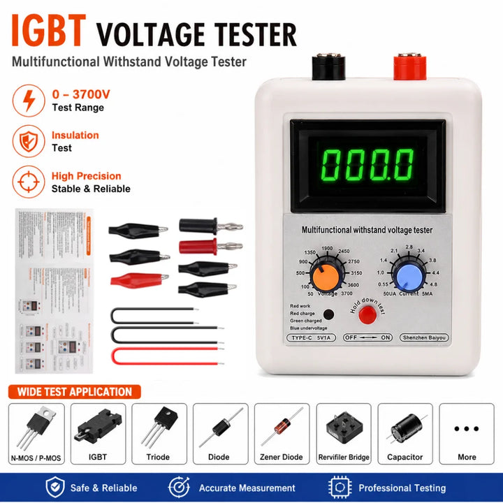0V-3700V IGBT Voltage Transistor Tester Diode MOS Triode LED Voltage Capability MOV Withstanding Voltage Tester Apsilon
