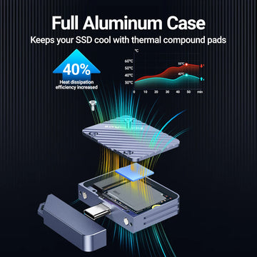 JEYI 2230 M.2 NVMe SSD Enclosure-USB 3.2 (10Gbps)Aluminum Enclosure with Magnetic Protective Cover,Direct-plug Design,TYPE-C Apsilon