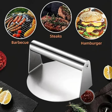 Stainless Steel Smash Burger Press Hamburger Patties Meat Masher Circular Meat Press Mold for Deli Meats Kitchen Accessories Apsilon