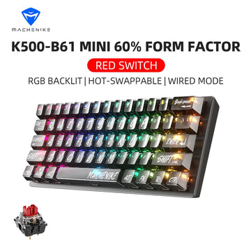 K500-B61 Machenike Mini Mechanical Keybaord 60% Form Factor 61Keys Gaming Keybaord Wired Full Key Hot-Swappable RGB Backlit Apsilon