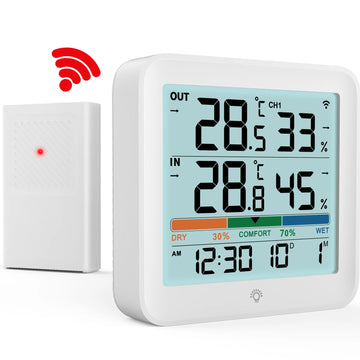 Wireless Indoor Outdoor Thermometer Hygrometer Digital Temperature Humidity Monitor With Remote Sensor Home Weather Station Apsilon
