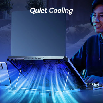COOLCOLD Laptop Cooling Pad with 12 Quiet Fans,12-17.3 Inch Gaming Laptop Cooler Stand with Two USB Ports & Phone Holder Apsilon