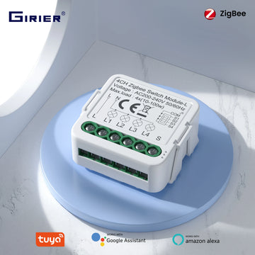 GIRIER Tuya ZigBee Smart Switch Module No Neutral Wire Required 1/2/3/4CH DIY Smart Breaker Relay Supports 2-way Control Alexa Apsilon
