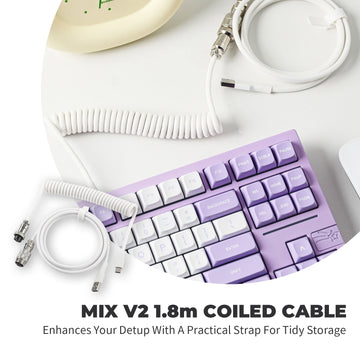 EPOMAKER Mix V2 1.8m Coiled Keyboard Cable Double-Sleeved Cable for Mechanical Gaming Keyboard Apsilon
