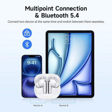 QCY Melobuds N50 ANC Bluetooth 5.4 Wireless Earphones Active Noise Cancellation 6 Mics Clear Call Earbuds Multipoint Connection Apsilon