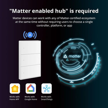 Zemismart Matter WiFi 1 2 3 4 6 Gangs Smart Wall Light Switch Neutral Required with Big Button SmartThings App Homekit Control Apsilon
