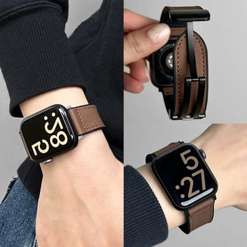 Leather+Silicone Strap For Apple Watch Band Ultra 49mm 44mm 45mm 41mm 46mm 40mm 42mm Magnetic Bracelet iwatch Series 10 9 8 7 6 Apsilon