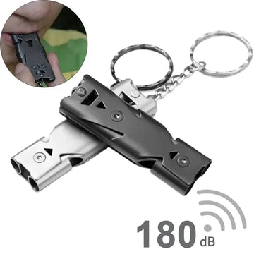 Double Pipe Whistle Pendant Keychain High Decibel Portable Outdoor Survival Emergency Camping Tool Multifunction 1PC Apsilon