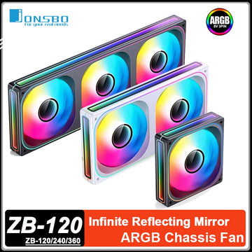 JONSBO ZB-120/240/360 PC Case Fan 120mm 5V ARGB Conjoined Structure Cold Exhaust Fan Kits Forward/Reverse Apsilon