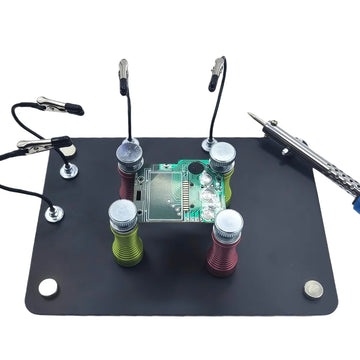 [New Upgrade] Spring-Loaded Magnetic PCB Holder – Strong Carbon Pillar, Fits 4mm Board, Includes 4 Special Clamps – Soldering St Apsilon