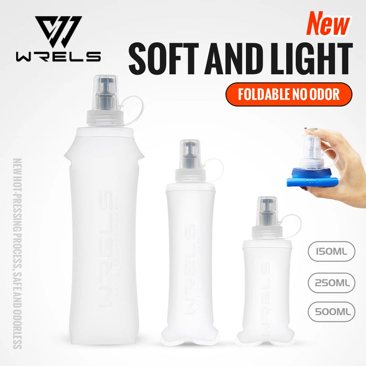 WRELS Folding Collapsible Water Bottle Running Water Bottle Soft Flask TPU BPA-Free Camping Hiking Travel Folding Water Bottle Apsilon