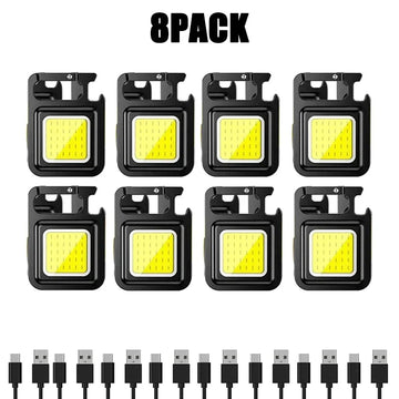 Keychain Light Mini Multifunctional Camping Flashlight USB Rechargeable LED Portable Bright COB Pocket Clip Lantern Outdoor Work Apsilon