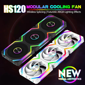 JUMPEAK HS120 Halo ARGB Cooling Fan 360mm 240mm Modular Stackable Splicing 120mm RGB Fans Kit For Gaming PC Case Water Cooler Apsilon