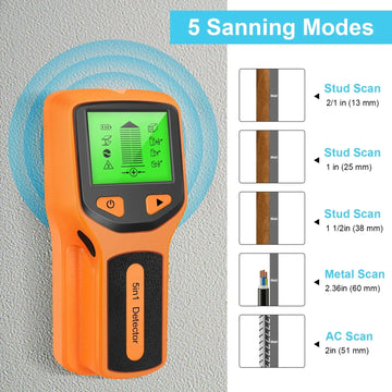 5 In 1 Metal Detector Wall Detector Wall Thickness Gauge Backlight Wall Stud Finder Electronic Wall Scanner Gold Finder Apsilon